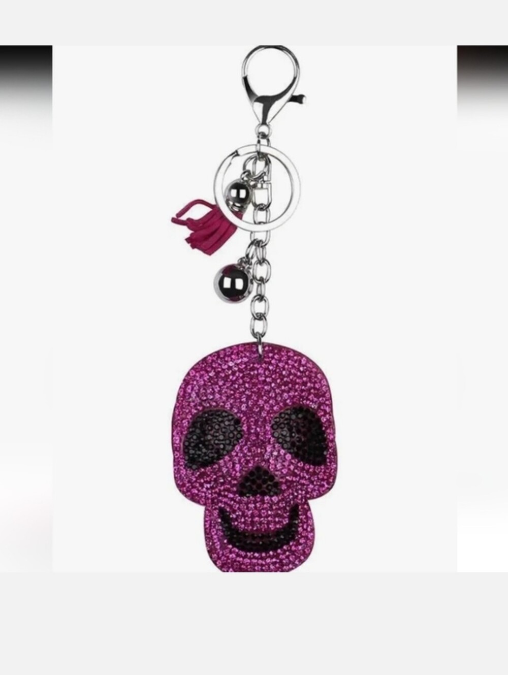 Rhinestone Tassel Key Ring for Purse Handbag Car Decor Skull Black/pink& Gold - Picture 6 of 13